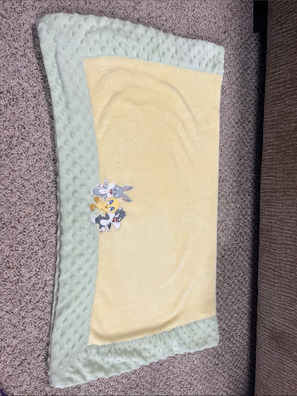 Looney toons theme Baby Security Blanket - Yellow and Light Green